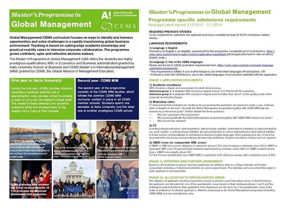 Global Management / CEMS Admissions